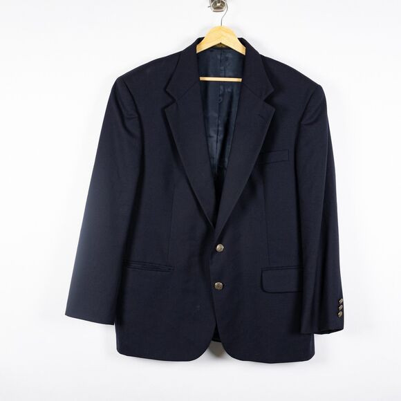 Oscar de la Renta Blazer Mens 42S Navy Blue 100% Wool Lined Jacket Classic Fit - Picture 1 of 12
